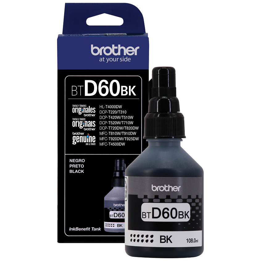BTD60BK | Botella de tinta negra de ultra alto rendimiento. | Brother México